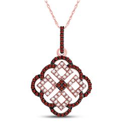 1/2 CTW Round Red Color Enhanced Diamond Square Cluster Pendant 10kt Rose Gold - REF-21T5K