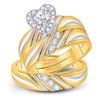 Image 1 : 3/8 CTW His & Hers Round Diamond Heart Matching Bridal Wedding Ring 10kt Yellow Gold - REF-51W5F