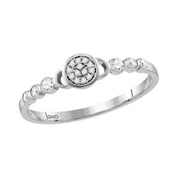 1/6 CTW Round Diamond Cluster Stackable Ring 10kt White Gold - REF-14F4M