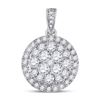 Image 1 : 1 CTW Round Diamond Halo Cluster Pendant 14kt White Gold - REF-81A3N