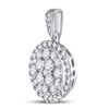 Image 2 : 1 CTW Round Diamond Halo Cluster Pendant 14kt White Gold - REF-81A3N