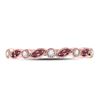 Image 2 : 1/8 CTW Round Ruby Diamond Marquise Dot Stackable Ring 10kt Rose Gold - REF-10F8M