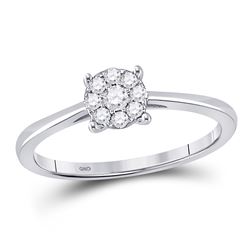1/8 CTW Round Diamond Cluster Ring 10kt White Gold - REF-15T5K
