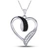 Image 1 : 1/5 CTW Round Black Color Enhanced Diamond Heart Pendant 10kt White Gold - REF-14A4N