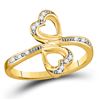 Image 1 : 1/20 CTW Round Diamond Double Heart Bypass Ring 10kt Yellow Gold - REF-10X8T