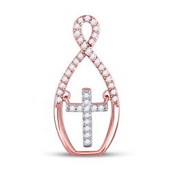 1/6 CTW Round Diamond Moving Twinkle Cross Faith Pendant 10kt Two-tone Gold - REF-14K4R
