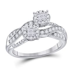 1/2 CTW Princess Diamond Cluster Bridal Wedding Engagement Ring 14kt White Gold - REF-54T3K