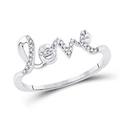 1/12 CTW Round Diamond Love Ring 10kt White Gold - REF-9A6N