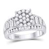 Image 1 : 1 CTW Round Diamond Cluster Bridal Wedding Engagement Ring 10kt White Gold - REF-57T3K