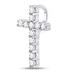 Image 2 : 1/5 CTW Round Diamond Religious Cross Pendant 10kt White Gold - REF-10Y8X