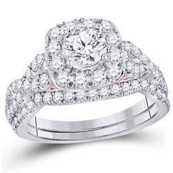 1 & 3/4 CTW Round Diamond Bridal Wedding Engagement Ring 14kt Two-tone Gold - REF-311A9N