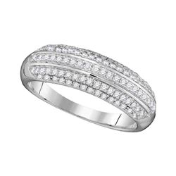 1/2 CTW Round Pave-set Diamond Striped Ring 10kt White Gold - REF-24F3M