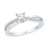 Image 1 : 1/4 CTW Round Diamond Solitaire Crossover Promise Bridal Ring 10kt White Gold - REF-25F5M