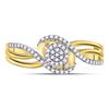 Image 2 : 1/6 CTW Round Diamond Circle Cluster Strand Ring 10kt Yellow Gold - REF-18A3N