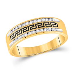 1/4 CTW Mens Round Diamond Grecco Wedding Ring 14kt Yellow Gold - REF-47N9Y