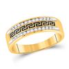 Image 1 : 1/4 CTW Mens Round Diamond Grecco Wedding Ring 14kt Yellow Gold - REF-47N9Y