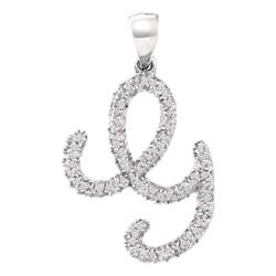 1/6 CTW Round Diamond Cursive G Letter Pendant 10kt White Gold - REF-11N9Y