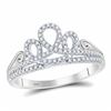 Image 1 : 1/5 CTW Round Diamond Crown Tiara Fashion Ring 10kt White Gold - REF-19W2F