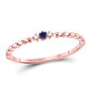 Image 1 : 0.03 CTW Round Blue Sapphire Diamond Stackable Ring 10kt Rose Gold - REF-6N5Y