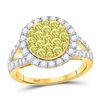 Image 1 : 1 & 5/8 CTW Round Yellow Diamond Circle Frame Cluster Ring 14kt Yellow Gold - REF-101W9F