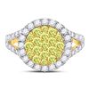 Image 2 : 1 & 5/8 CTW Round Yellow Diamond Circle Frame Cluster Ring 14kt Yellow Gold - REF-101W9F