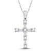 Image 1 : 1/4 CTW Round Baguette Diamond Cross Pendant 10kt White Gold - REF-18N3Y