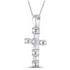 Image 2 : 1/4 CTW Round Baguette Diamond Cross Pendant 10kt White Gold - REF-18N3Y