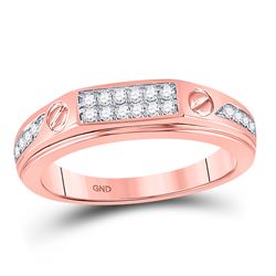 1/4 CTW Mens Round Diamond Screw Ring 10kt Rose Gold - REF-30H3W
