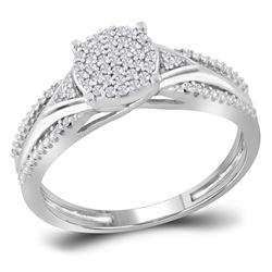 1/6 CTW Round Diamond Cluster Bridal Wedding Engagement Ring 10kt White Gold - REF-18M3A