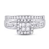 Image 2 : 1/2 CTW Round Diamond Cluster Bridal Wedding Engagement Ring 10kt White Gold - REF-45Y6X