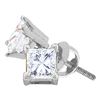 Image 1 : 5/8 CTW Princess Diamond Solitaire Stud Earrings 14kt White Gold - REF-65T9K