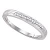 Image 1 : 1/6 CTW Round Pave-set Diamond Simple 2mm Wedding Ring 10kt White Gold - REF-13R2H