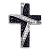 Image 1 : 1/4 CTW Round Black Color Enhanced Diamond Cross Pendant 14kt White Gold - REF-15F5M