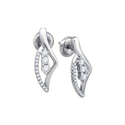 1/3 CTW Round Diamond Fashion Earrings 10kt White Gold - REF-27H5W