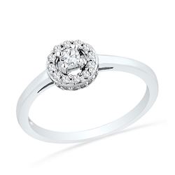 1/4 CTW Round Diamond Solitaire Halo Promise Bridal Ring 10kt White Gold - REF-20A3N