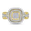 Image 2 : 1/4 CTW Round Diamond Square Frame Cluster Ring 10kt Yellow Gold - REF-25W5F