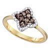 Image 1 : 1/3 CTW Round Brown Diamond Cluster Ring 10kt Yellow Gold - REF-18T3K