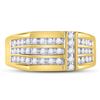 Image 2 : 1/2 CTW Mens Round Diamond Triple Row Intersecting Fashion Ring 14kt Yellow Gold - REF-41H9W