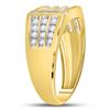 Image 3 : 1/2 CTW Mens Round Diamond Triple Row Intersecting Fashion Ring 14kt Yellow Gold - REF-41H9W