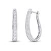 Image 1 : 1 CTW Baguette Diamond Hoop Earrings 14kt White Gold - REF-57R3H