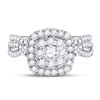 Image 2 : 1 CTW Round Diamond Bridal Wedding Engagement Ring 14kt White Gold - REF-99K3R