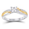 Image 1 : 1/4 CTW Round Diamond Cluster Promise Bridal Ring 10kt Two-tone Gold - REF-24X3T