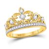 Image 1 : 1/3 CTW Round Diamond Fleur-de-lis Crown Ring 10kt Yellow Gold - REF-39T3K