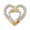 Image 1 : 1/10 CTW Round Diamond Nested Double Heart Pendant 10kt Yellow Gold - REF-9A6N