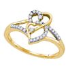 Image 1 : 1/6 CTW Round Diamond Double Heart Promise Bridal Ring 10kt Yellow Gold - REF-15K5R
