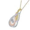 Image 2 : 1/6 CTW Round Diamond Oval Moving Twinkle Pendant 10kt Tri-Tone Gold - REF-20M3A