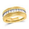 Image 1 : 1 CTW Mens Round Diamond Milgrain Wedding Ring 10kt Yellow Gold - REF-77M9A