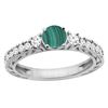 Image 1 : 2.53 CTW Malachite & Diamond Ring 14K White Gold - REF-79R2H