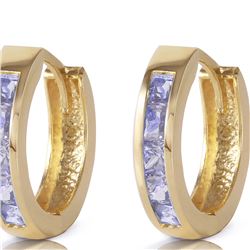 Genuine 0.95 ctw Tanzanite Earrings 14KT Yellow Gold - REF-42A7K