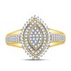 Image 2 : 1/4 CTW Round Diamond Marquise-shape Cluster Ring 10kt Yellow Gold - REF-26X3T